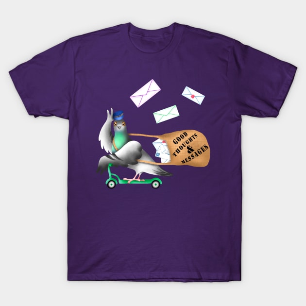 Pigeon Express (Mauve Background) T-Shirt by illucalliart